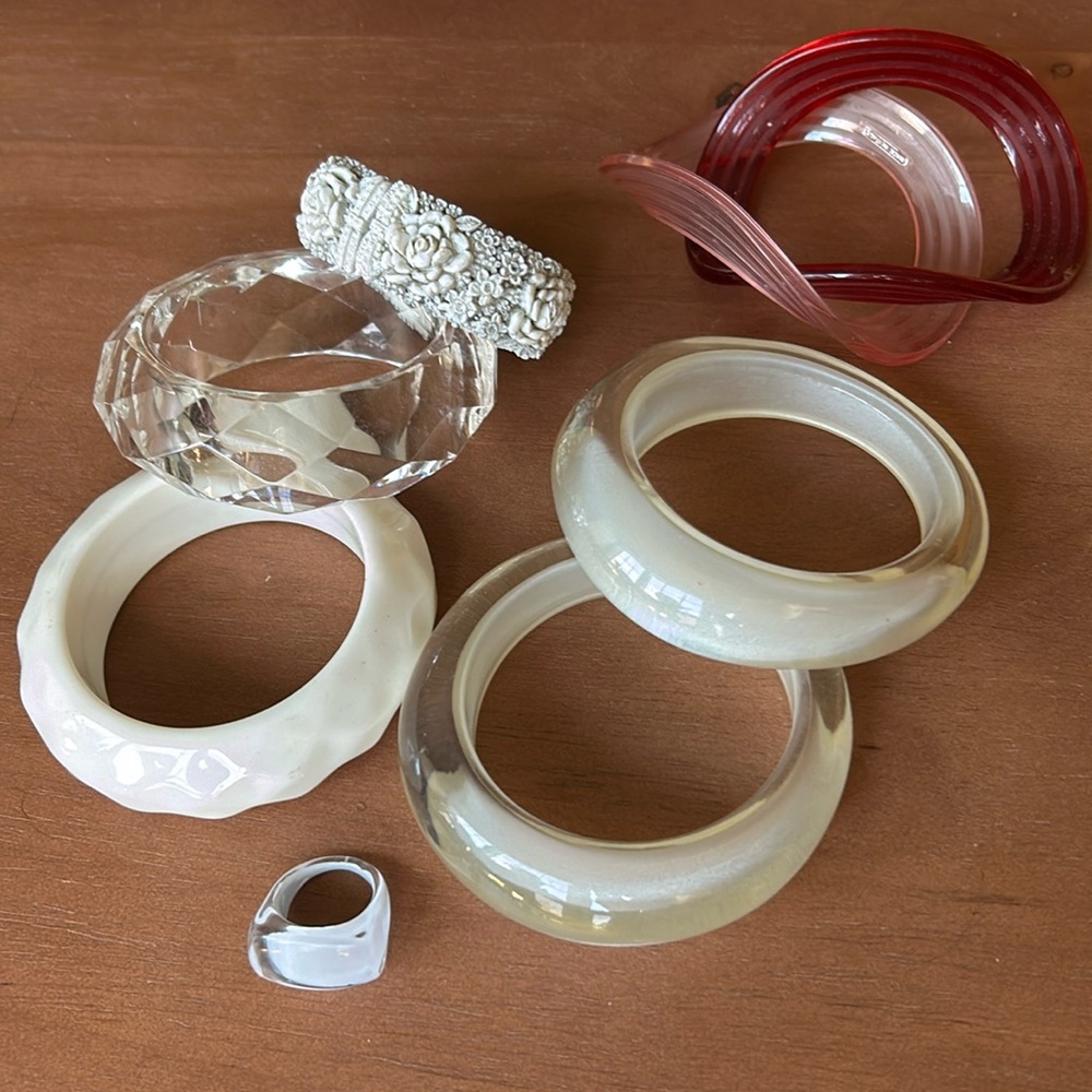 Collection of vintage bracelets, acrylic bracelets made in Italy